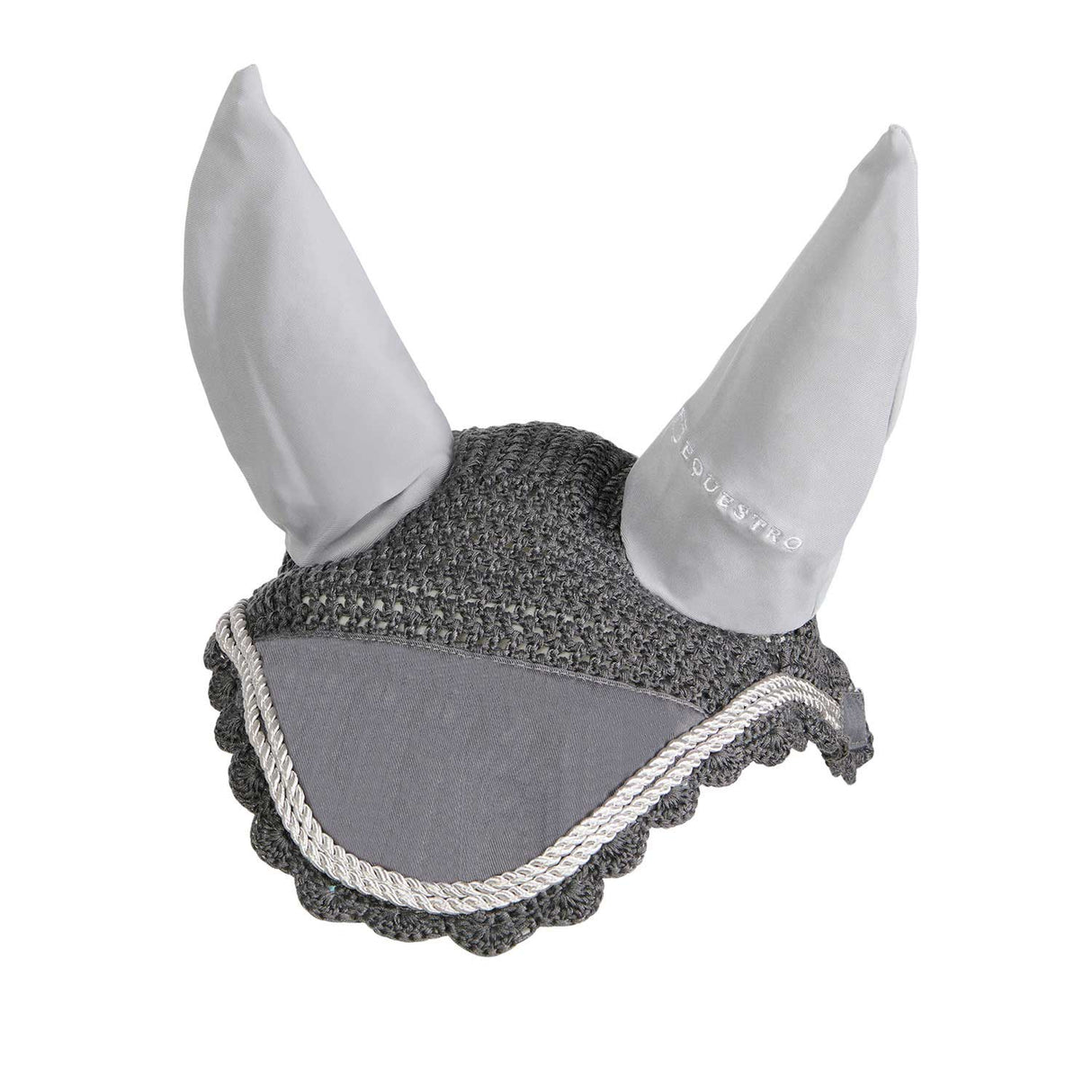 Equestro Knitted Fly Veil With Cordura Fabric #colour_grey