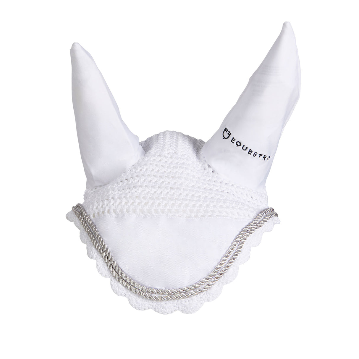 Equestro Knitted Fly Veil With Cordura Fabric #colour_white