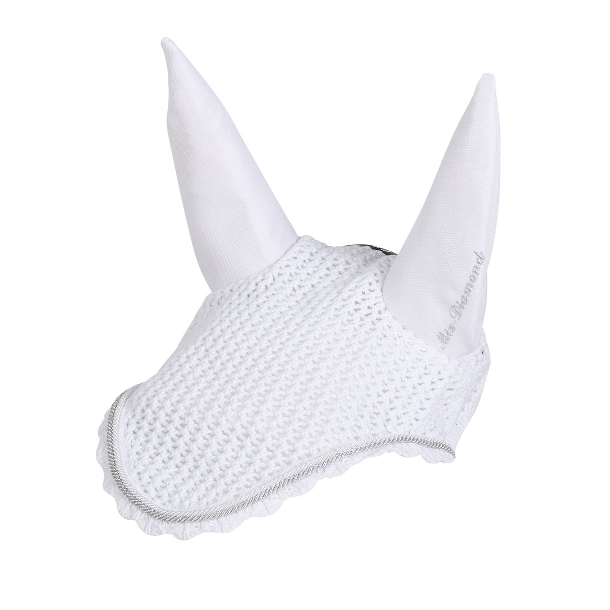 Equestro Cotton Fly Veil With Cordura Fabric And Glitter #colour_white