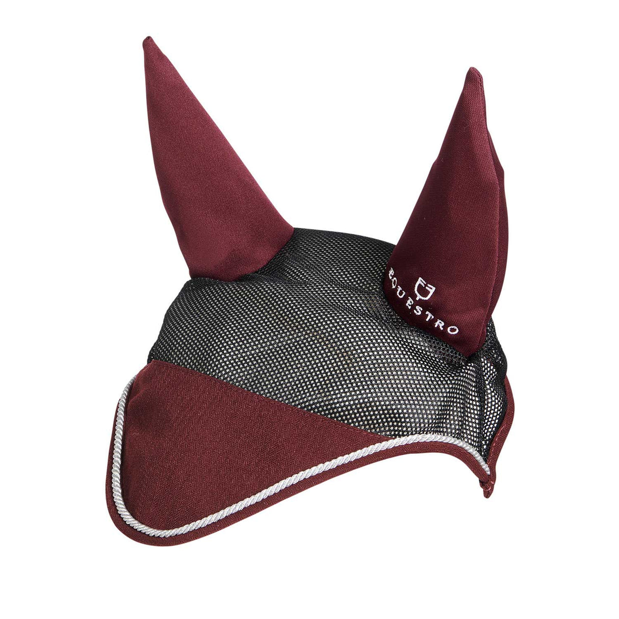Equestro Cotton Fly Veil And Perforated Mesh Fabric #colour_burgundy