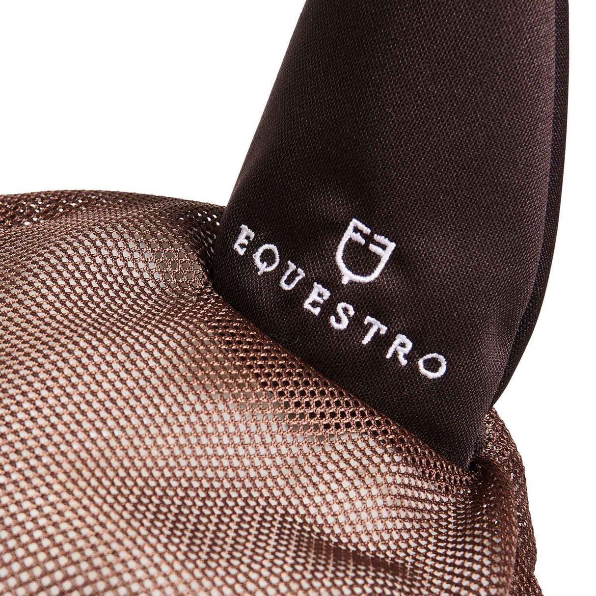 Equestro Cotton Fly Veil And Perforated Mesh Fabric #colour_brown