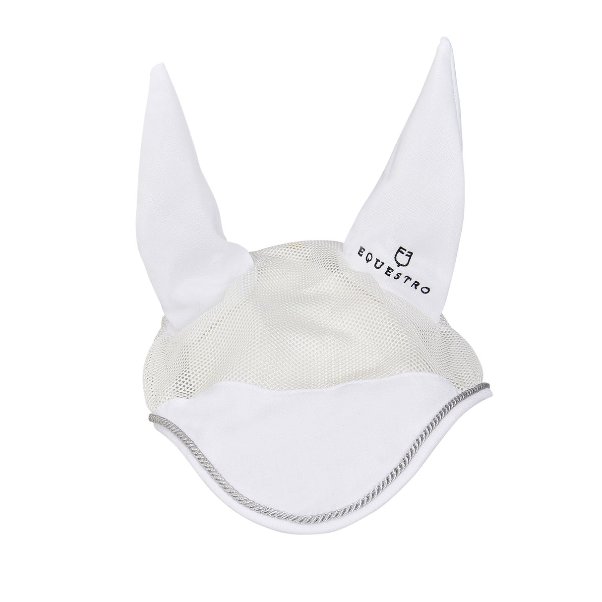 Equestro Cotton Fly Veil And Perforated Mesh Fabric #colour_white