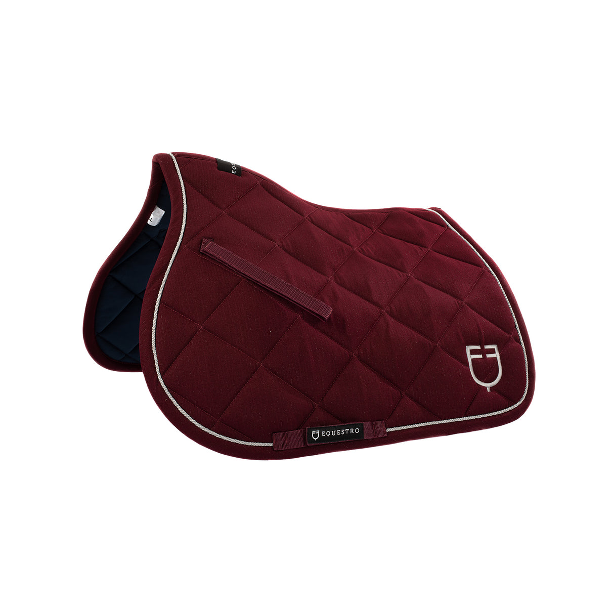 Equestro Jumping Saddle Pad In Cotton With Trimmings With Logo #colour_burgundy