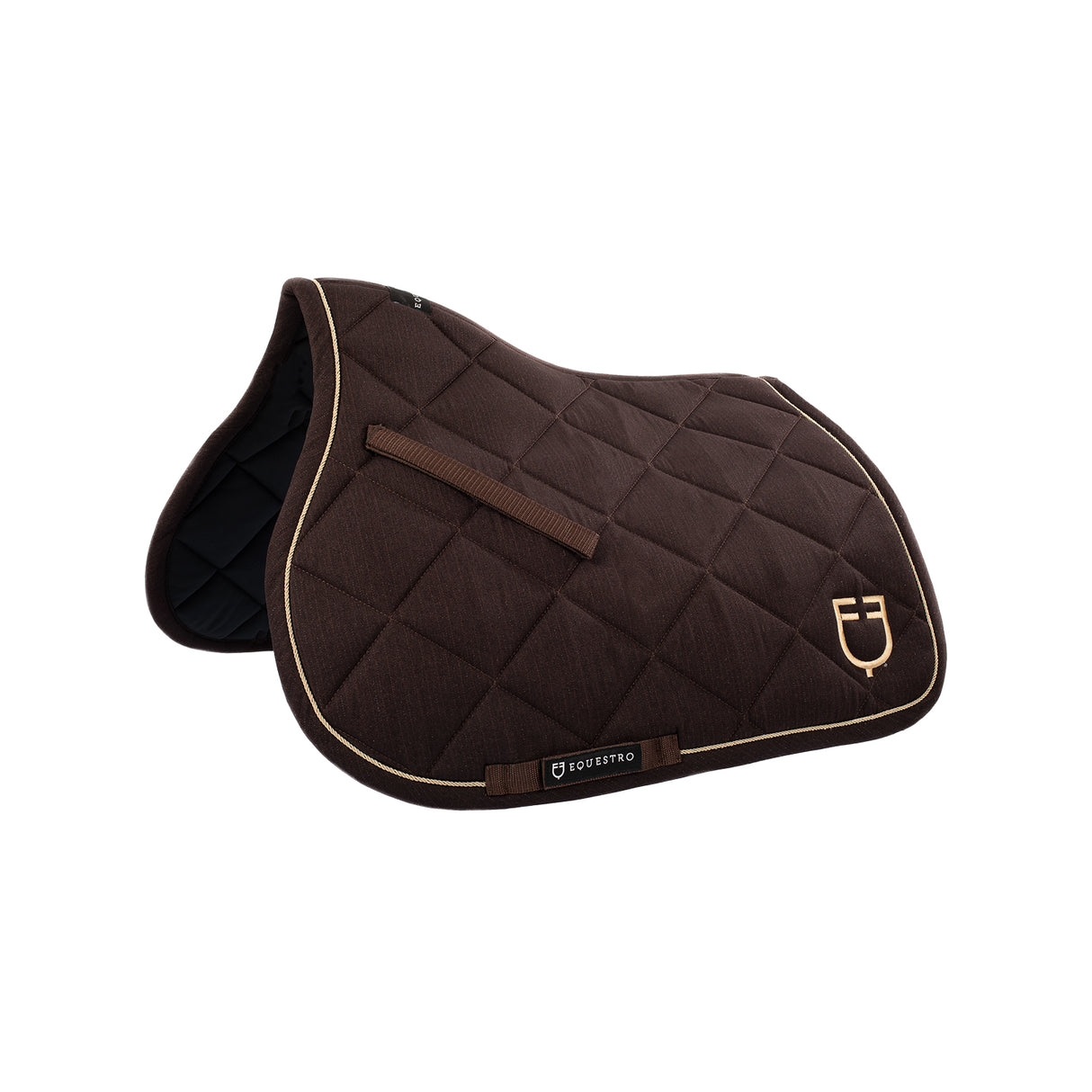 Equestro Jumping Saddle Pad In Cotton With Trimmings With Logo #colour_brown