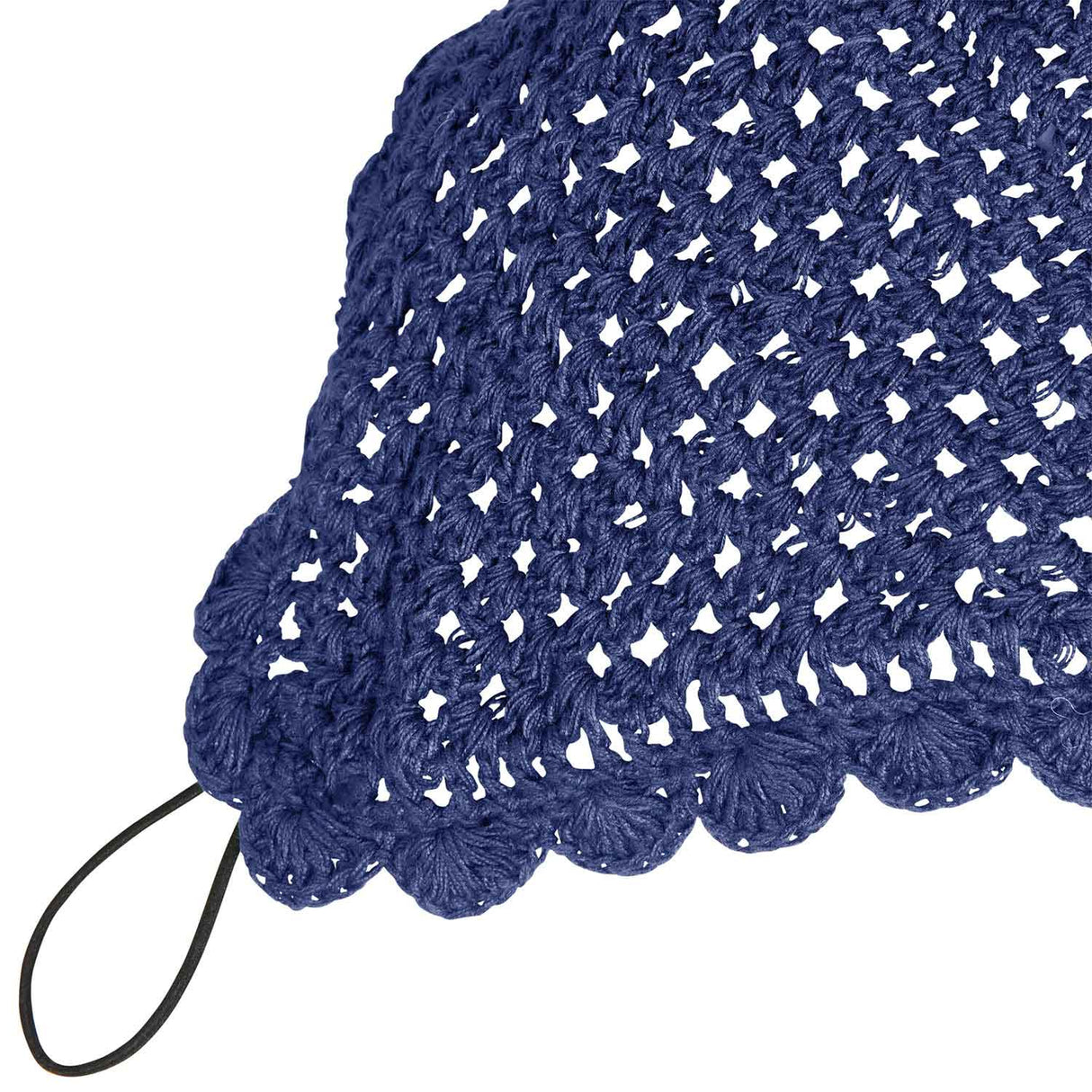 Equestro Knitted Fly Veil With Elastic Front Strap #colour_blue