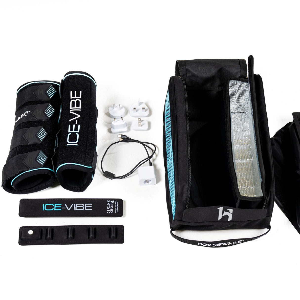 Horseware Ireland Ice-Vibe Leg Wraps #colour_black-aqua