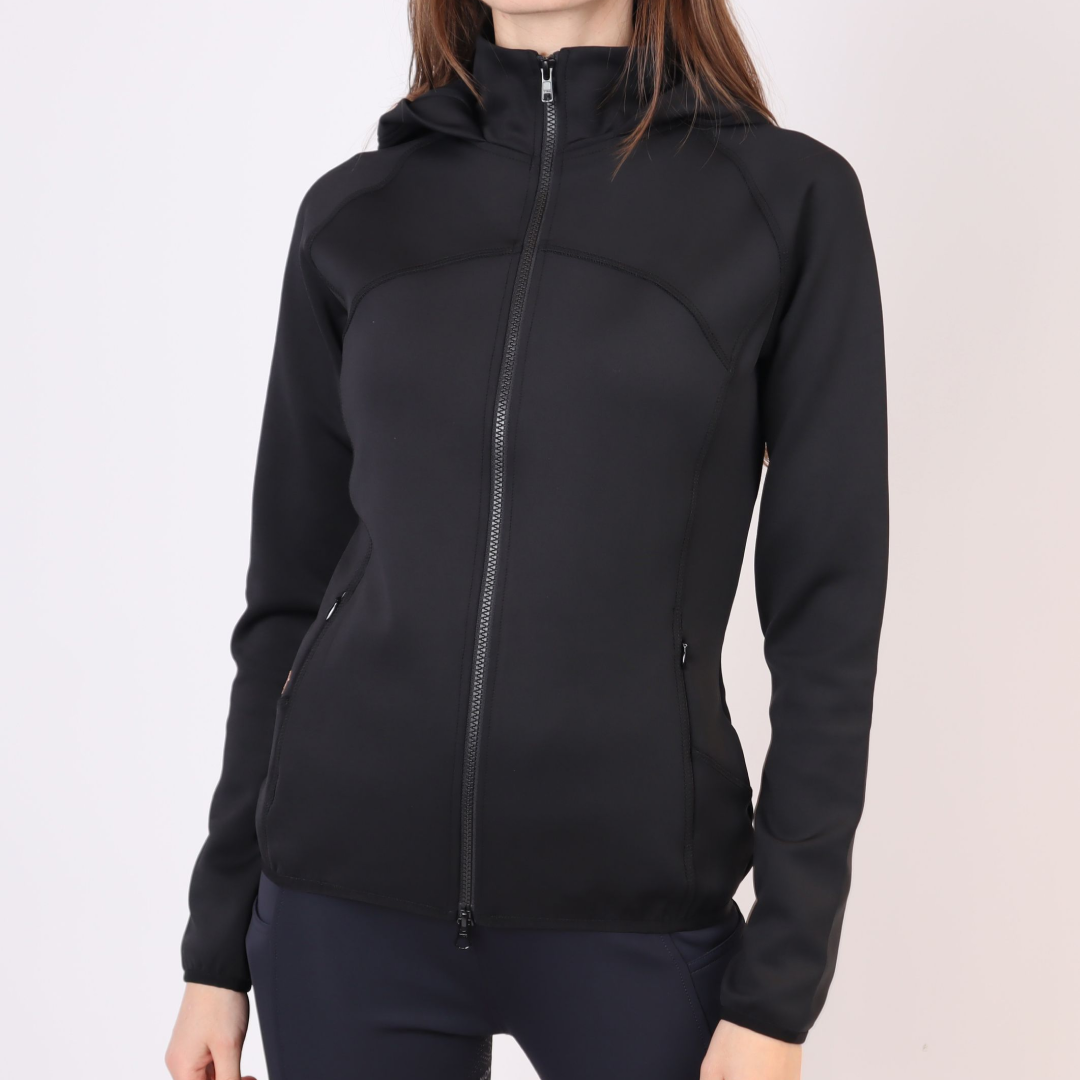 Montar Liza Hoody With Rosegold Crystals Full Zip #colour_black