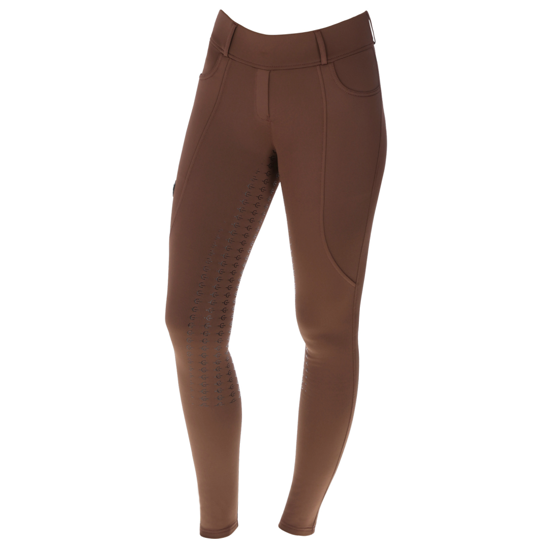Covalliero Ladies Full Grip Riding Tights #colour_oak-brown