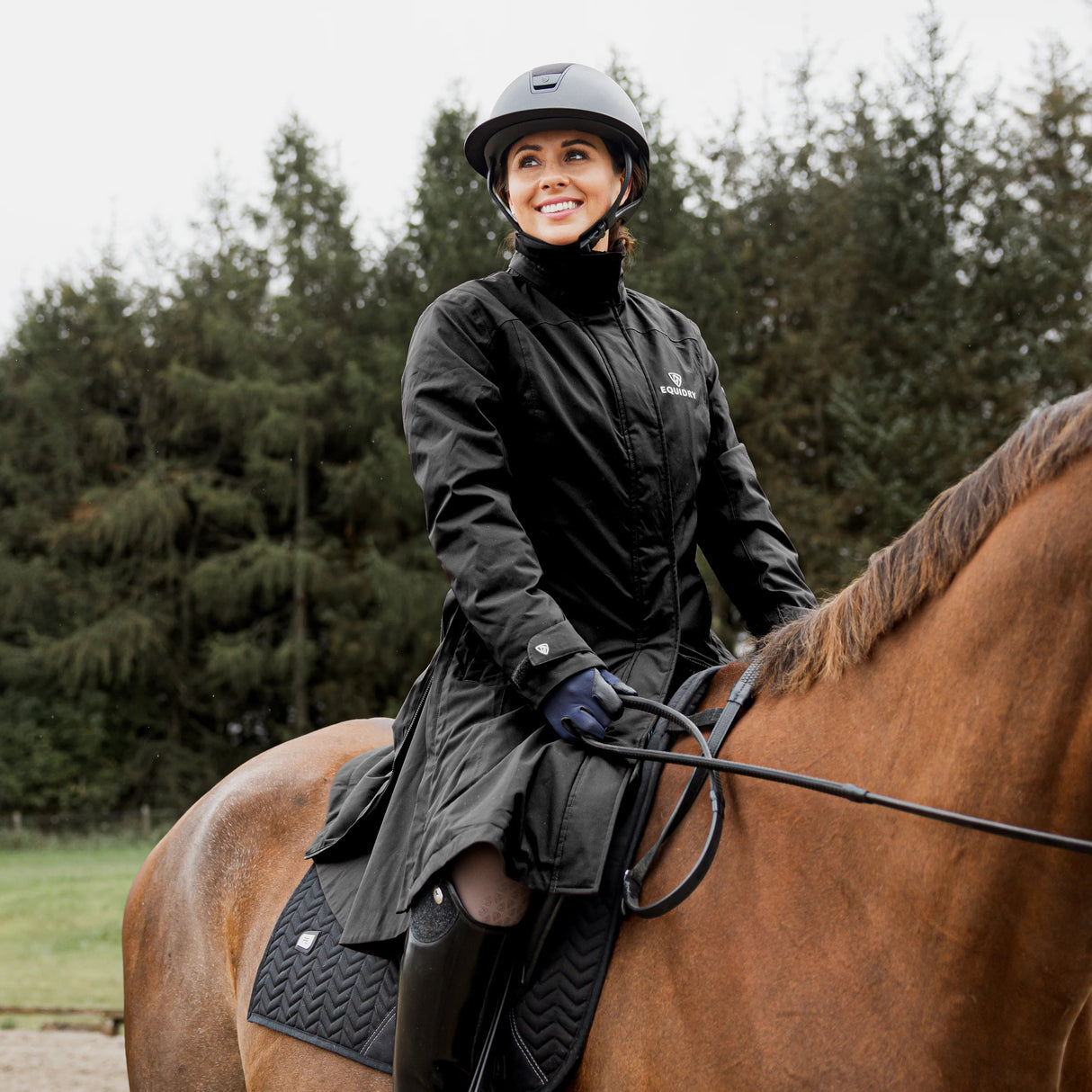 EQUIDRY Women's Bronte Riding Coat with Removable Hood #colour_black