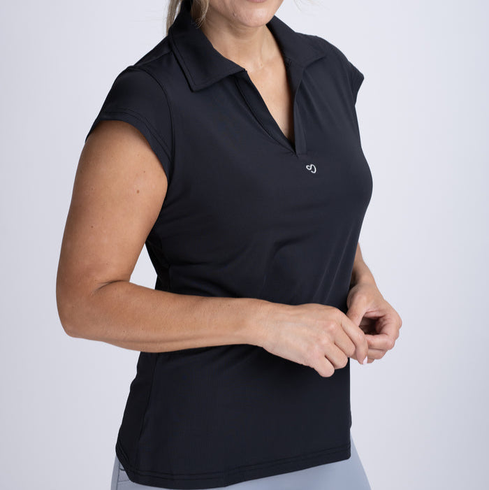 Mochara V Neck Sleeveless Shirt #colour_black