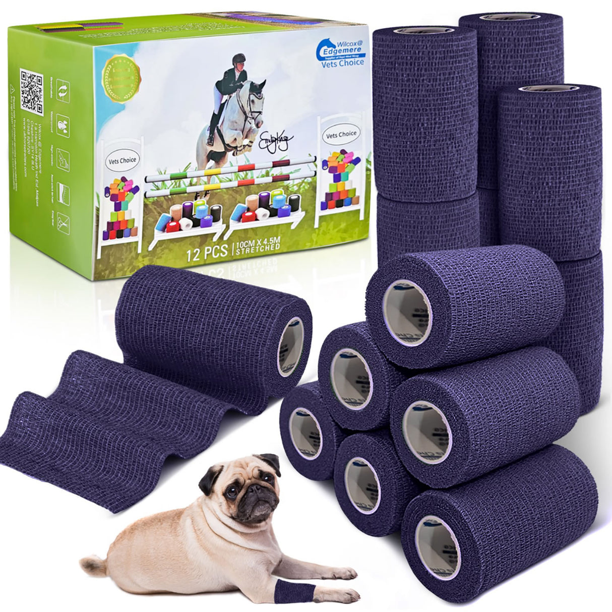 Equimed 10cm Vetwrap Pack of 12 #colour_navy-blue