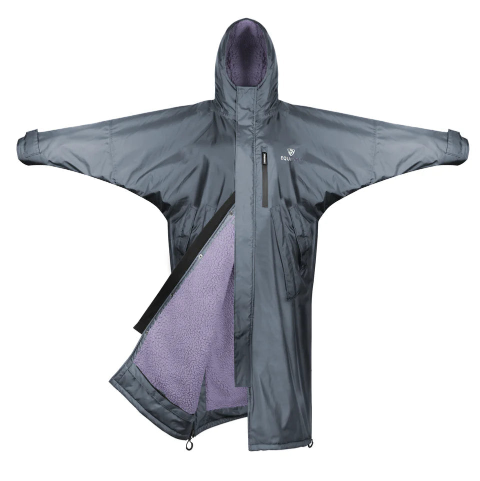 EQUIDRY Women's Thick Fleece Evolution Fixed Hood #colour_grey-lilac