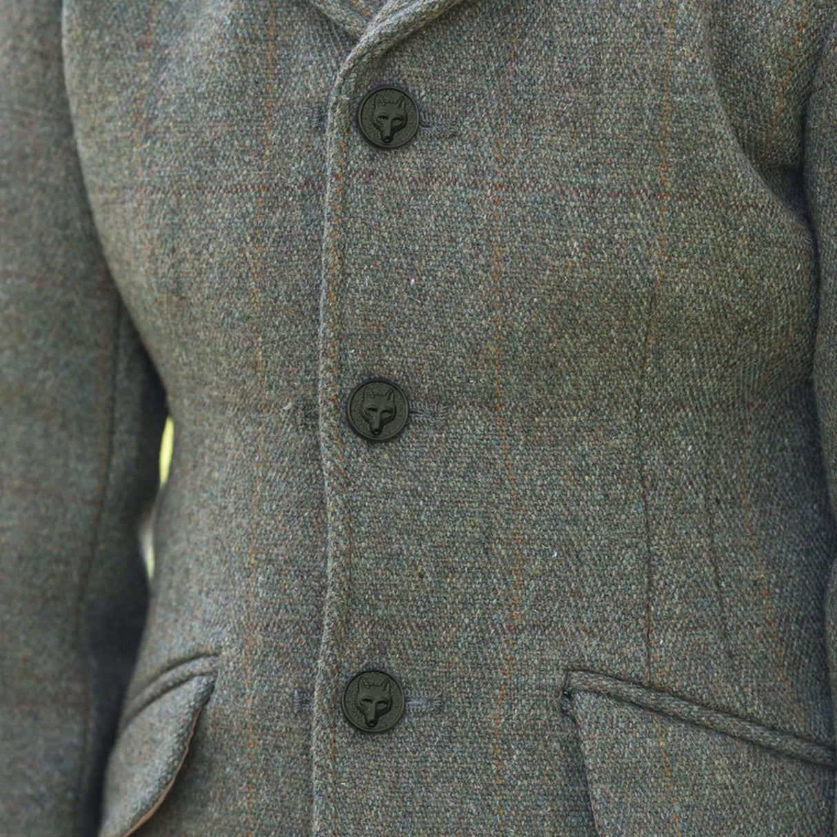 Equetech Claydon Tweed Junior Jacket #colour_green-herringbone