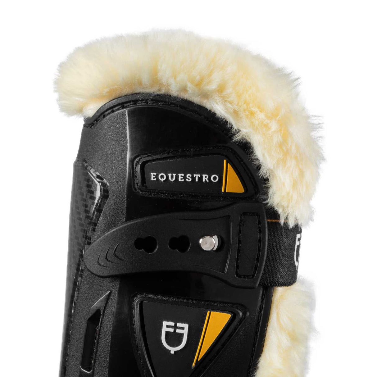 Equestro Synthetic Sheepskin Quick Release Tendon Boots #colour_black