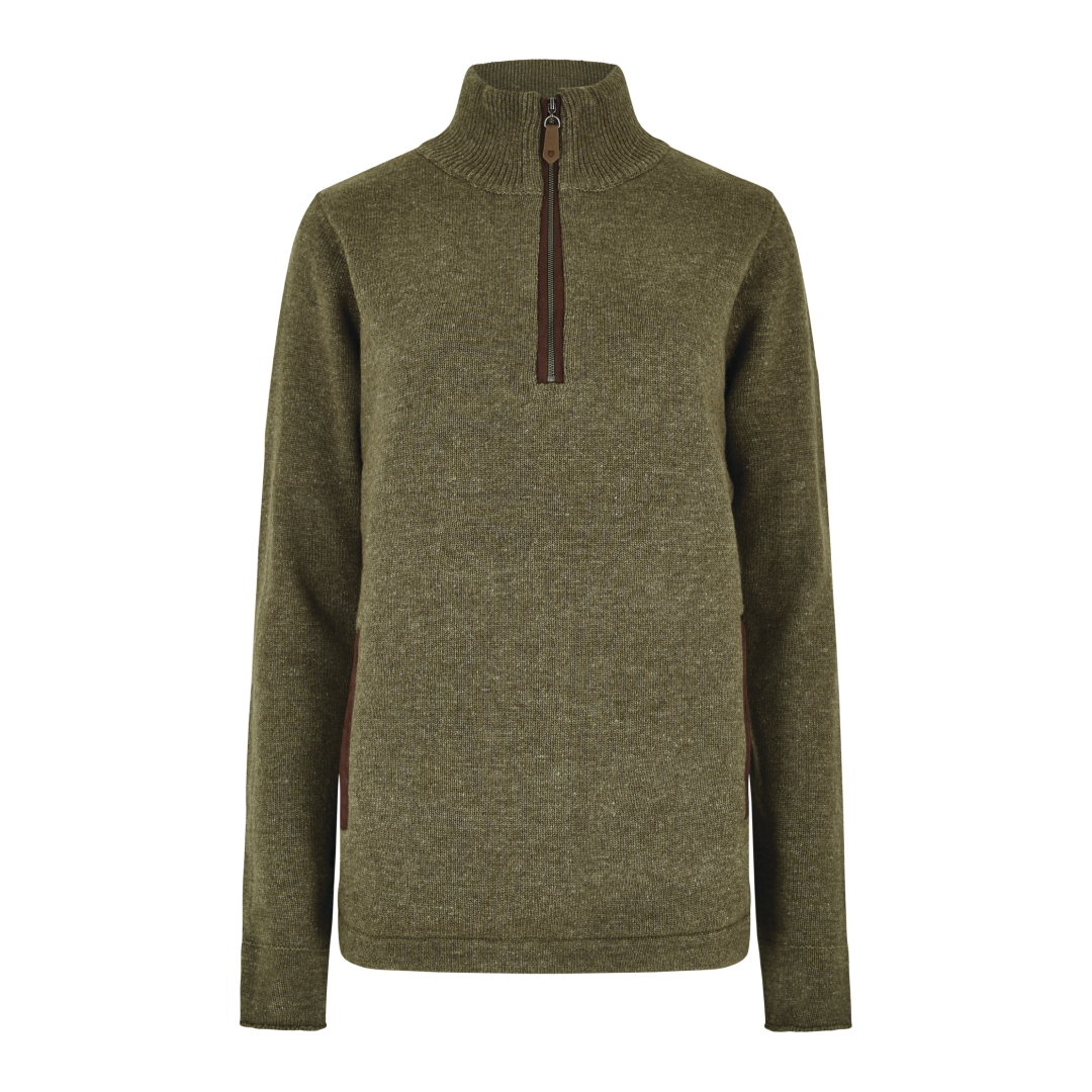Dubarry Womens Morrisey Zip Neck Sweater #Colour_dusky-green