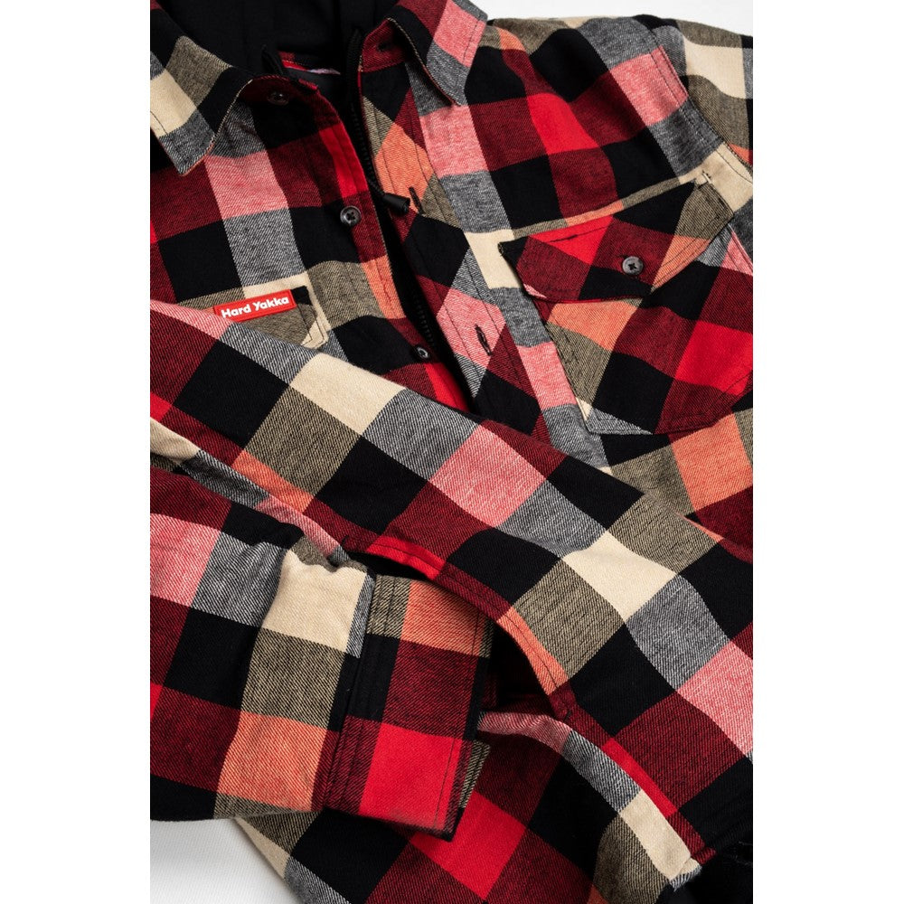 Hard Yakka Quilted Flannel Shacket #colour_red