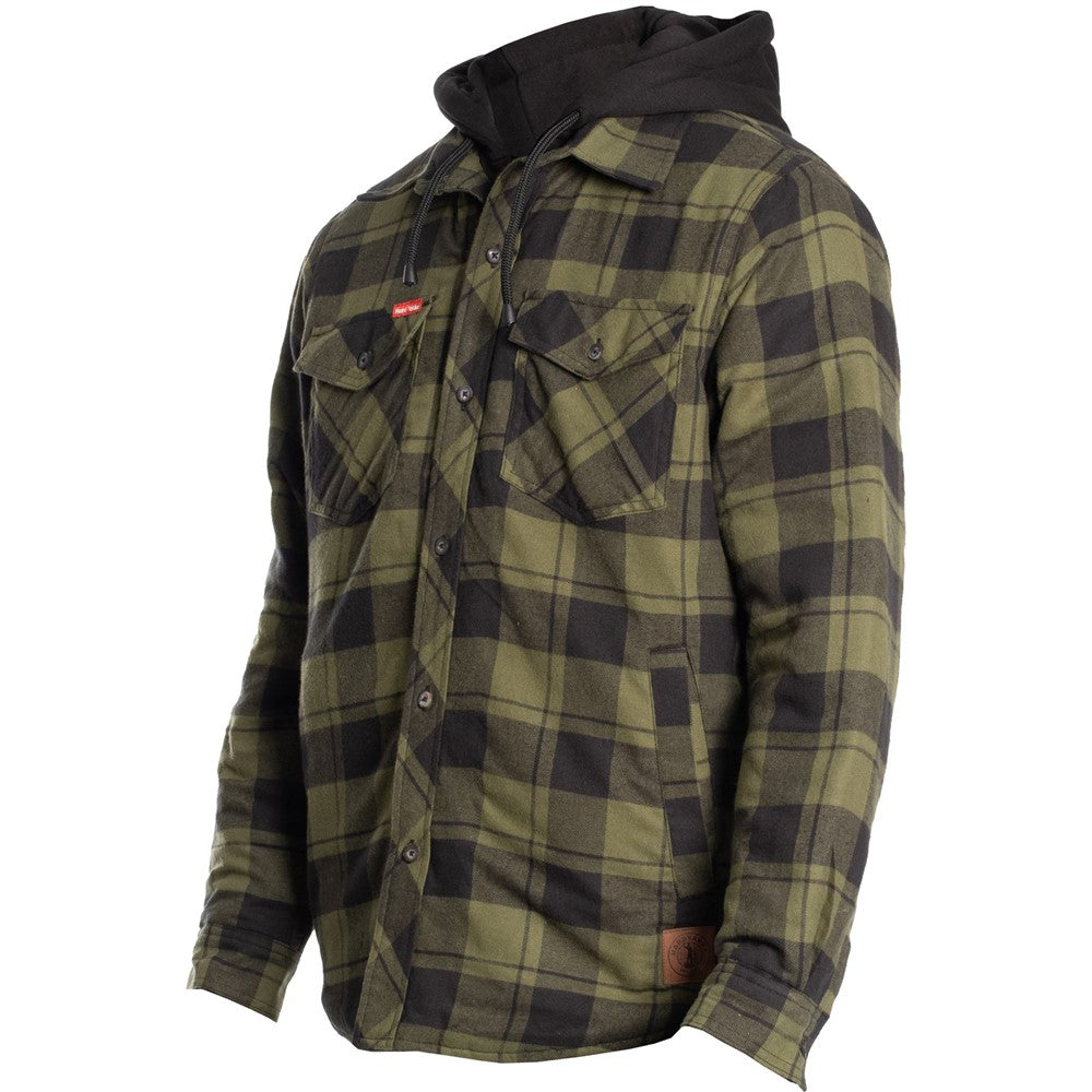 Hard Yakka Quilted Flannel Shacket #colour_fern