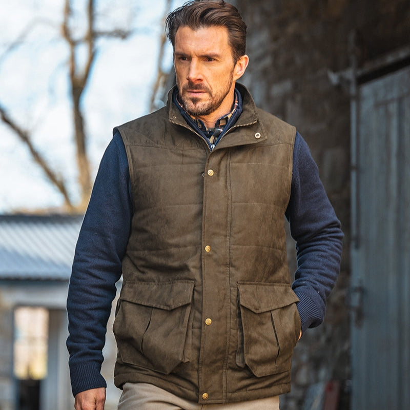 Hoggs of Fife Glenbervie Quilted Gilet #colour_loden