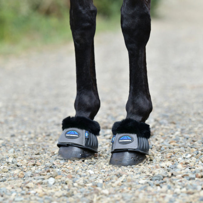 Weatherbeeta Tough-Tec Prime Fleece Trim Rubber Bell Boots #colour_black-grey