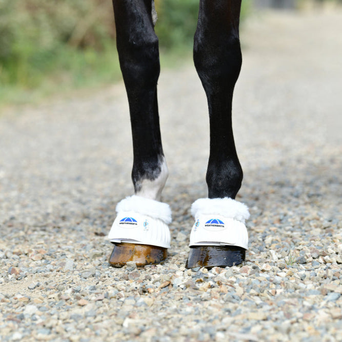 Weatherbeeta Tough-Tec Prime Fleece Trim Rubber Bell Boots #colour_white-white