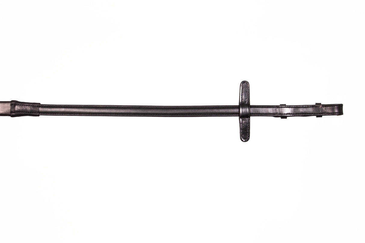 Henry James Smooth Eventer Hybrid Rubber Reins With Leather Stoppers #colour_black