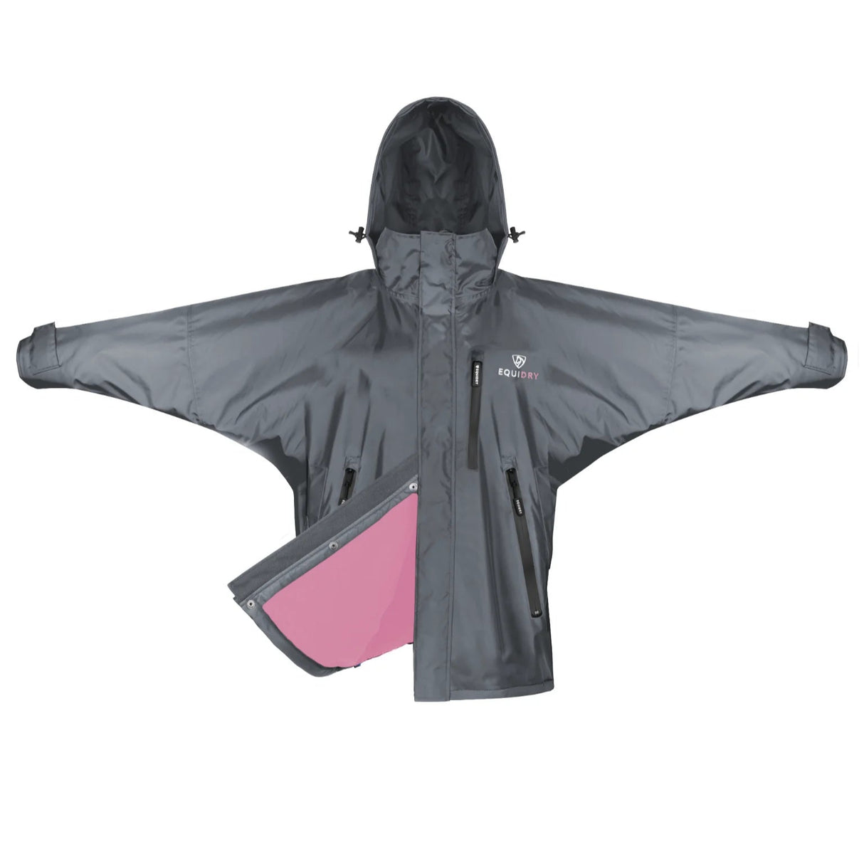 EQUIDRY Children's Thin Fleece Shortie #colour_grey-penelope-pink