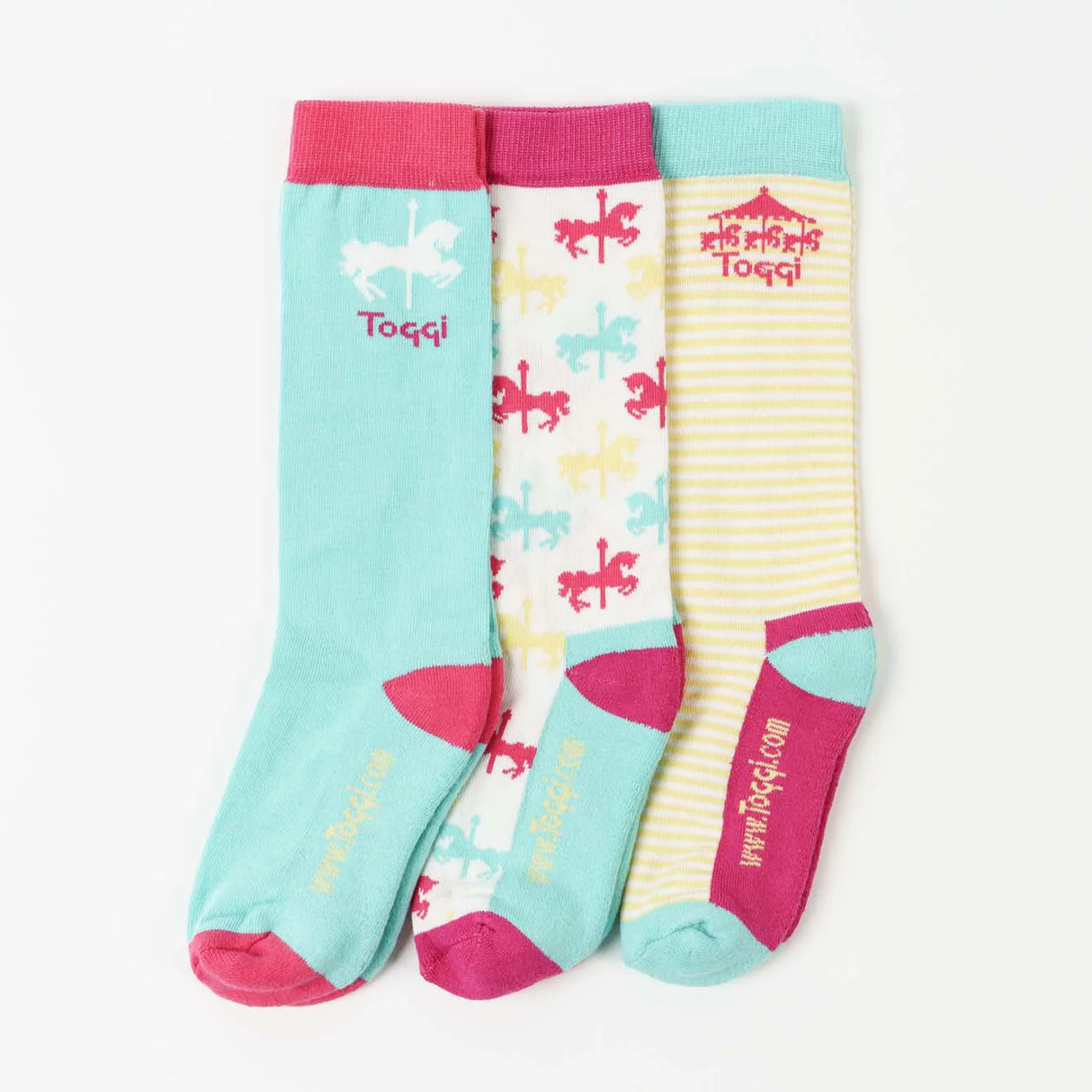 Toggi Children's Carousel Socks #colour_lemon-pink-turquiose