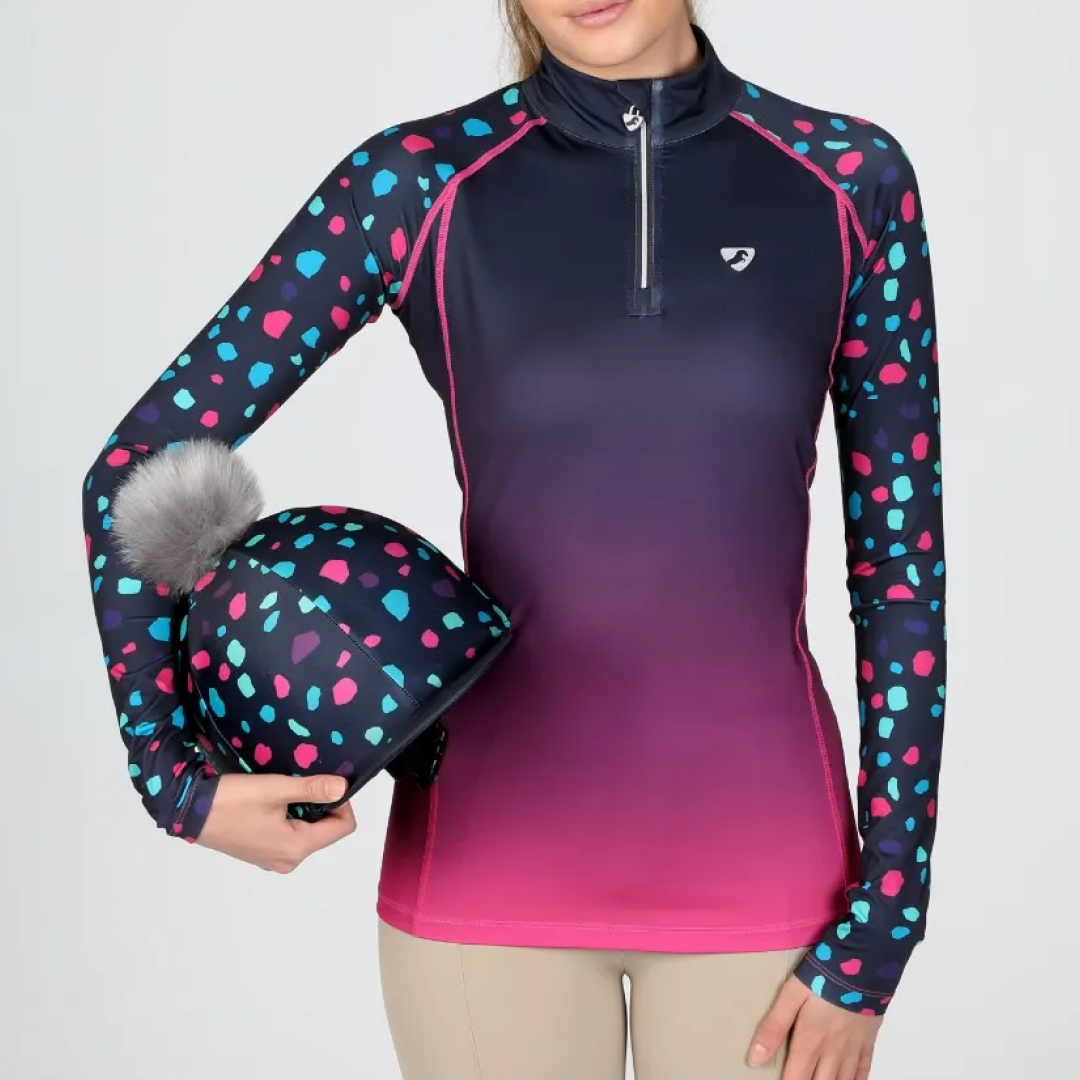 Shires Aubrion Hyde Park Ladies Cross Country Shirt #colour_pink-spot