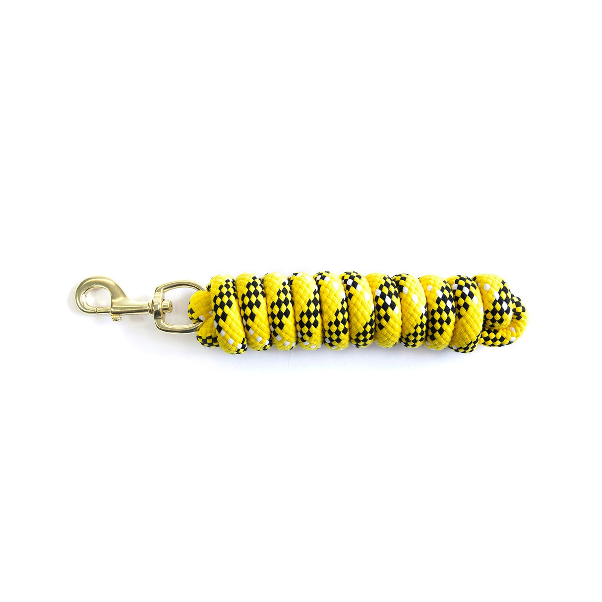 KM Elite Cotton Double Braided Leadrope - 7ft #colour_black-white-yellow