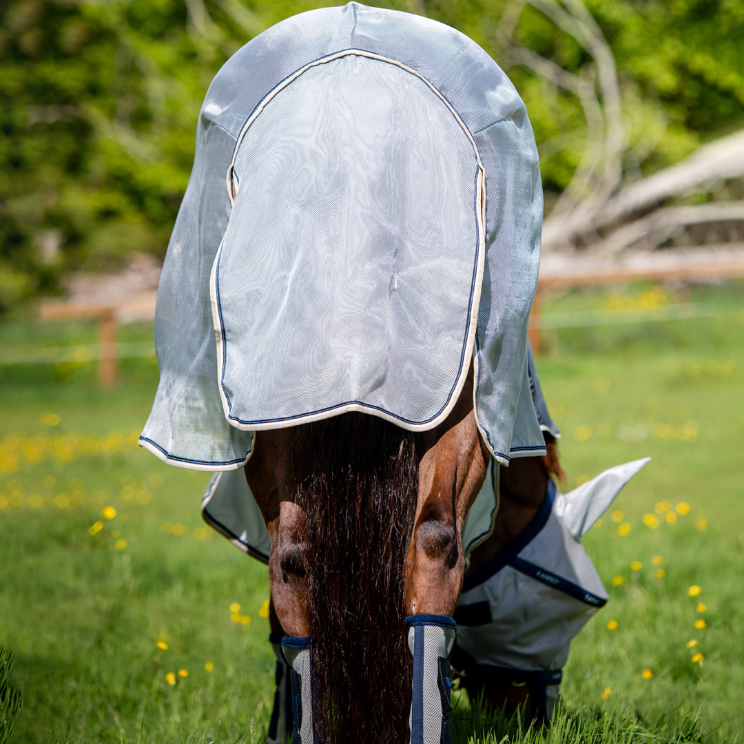 Horseware Ireland Rambo Protector Fly Rug #colour_silver-navy-white-beige