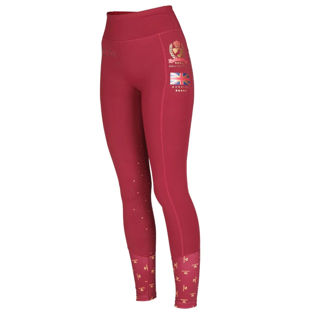 Shires Aubrion Team Riding Tights #colour_burgundy