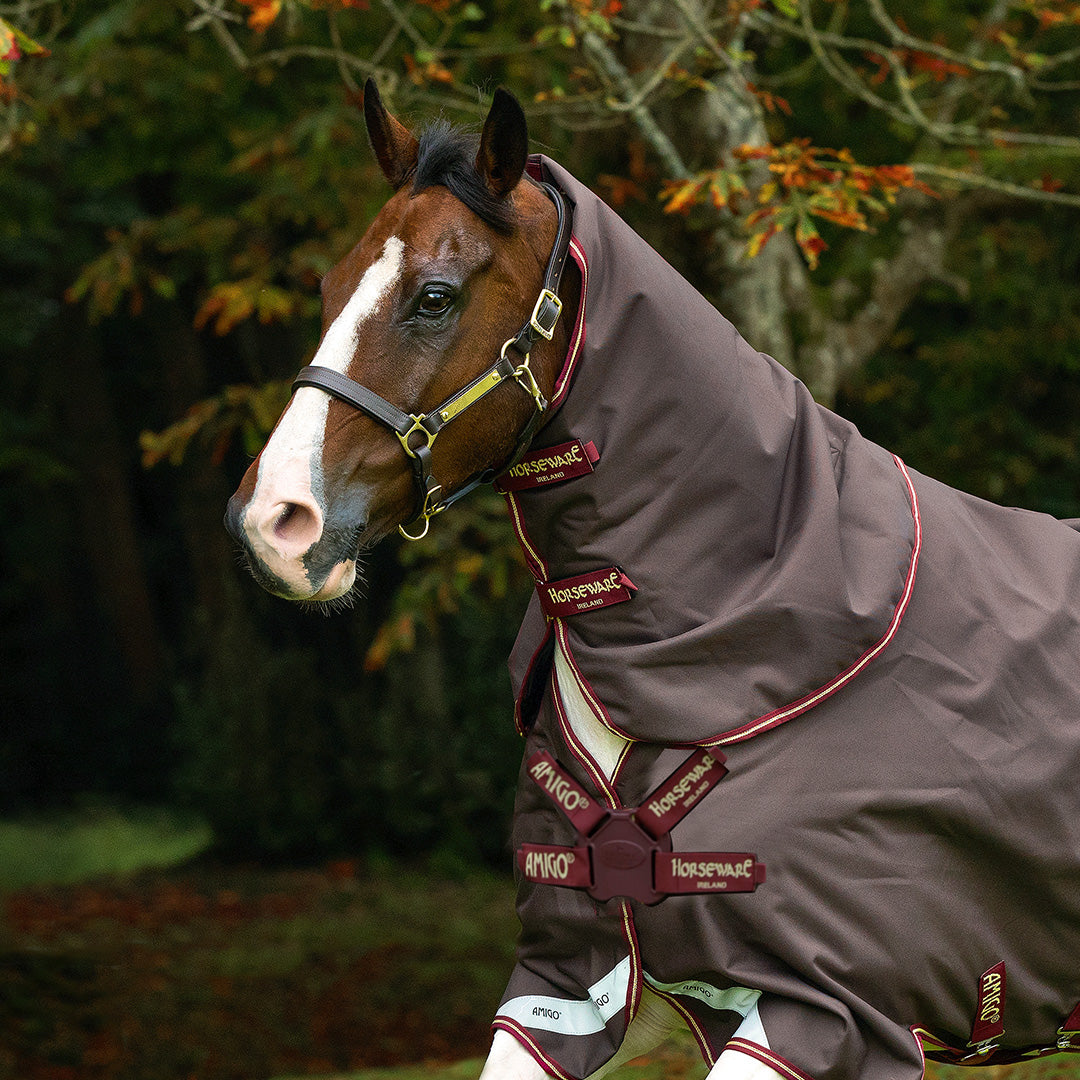 Horseware Ireland Amigo Bravo 1200D Original Hood 0g #colour_brown-red-gold