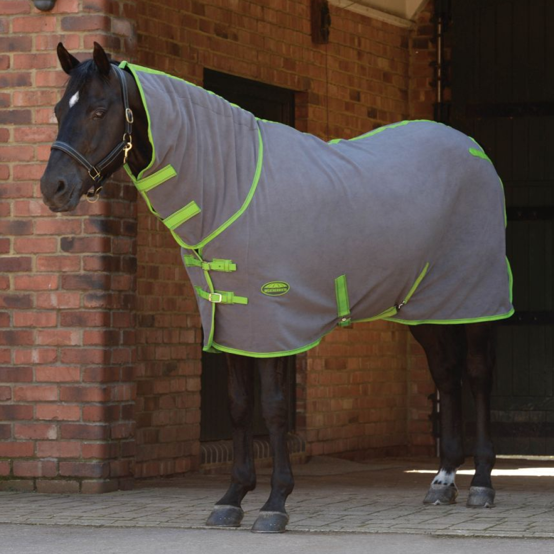 Weatherbeeta Fleece Cooler Combo Neck #colour_grey-lime