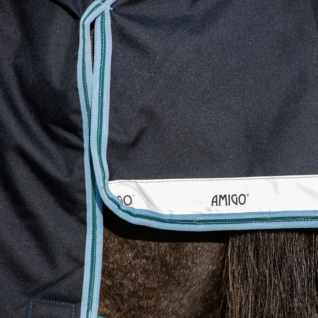 Horseware Ireland Amigo Bravo 12 Plus 250g Medium Turnout Rug #colour_navy-aqua-turquoise