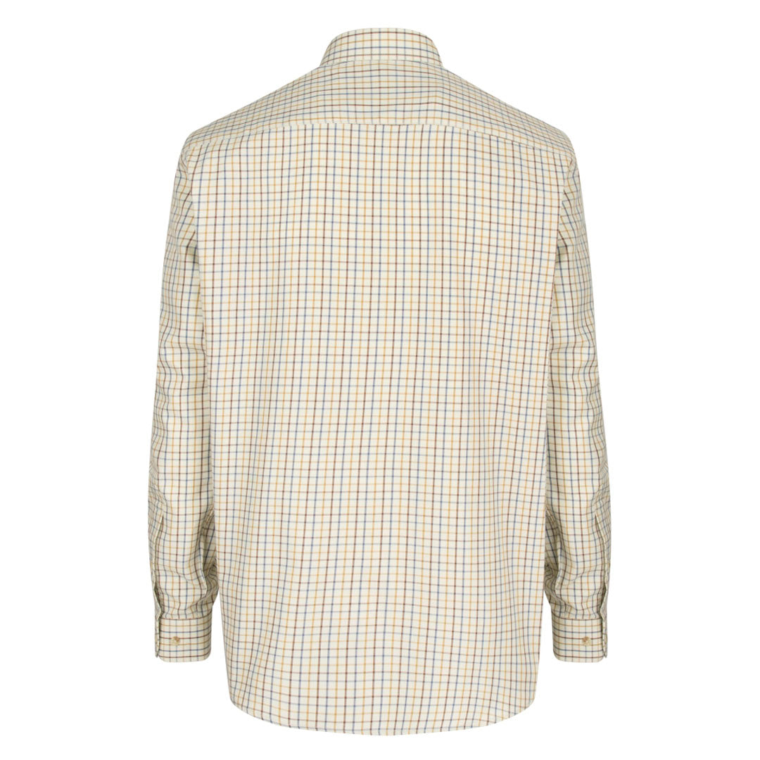 Hoggs of Fife Inverness Men's Cotton Tattersall Shirt #colour_brown-gold-navy