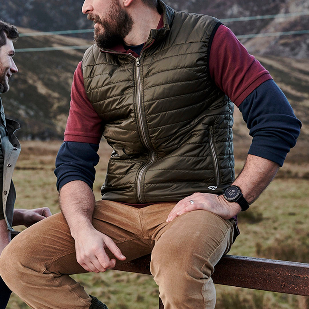 Hoggs of Fife Kingston Men's Rip Stop Gilet #colour_olive-green-merlot