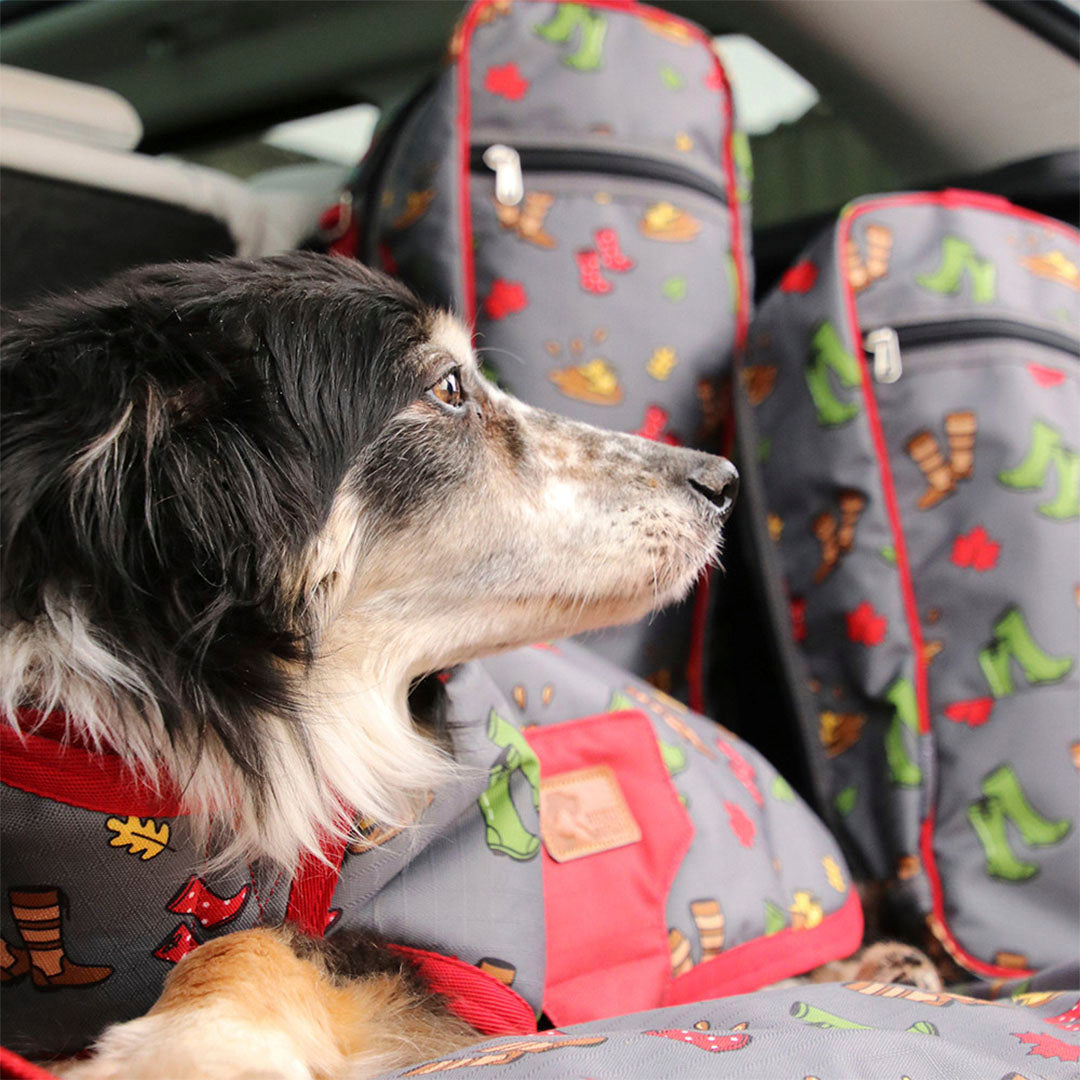 Hy Equestrian Benji & Flo Country Walks Dog Bed #colour_burgundy/grey