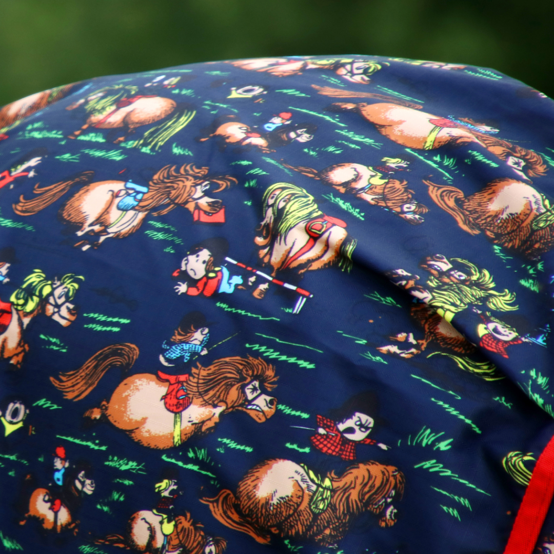 StormX Original 200g Thelwell Collection Combo Turnout Rug #colour_navy-red