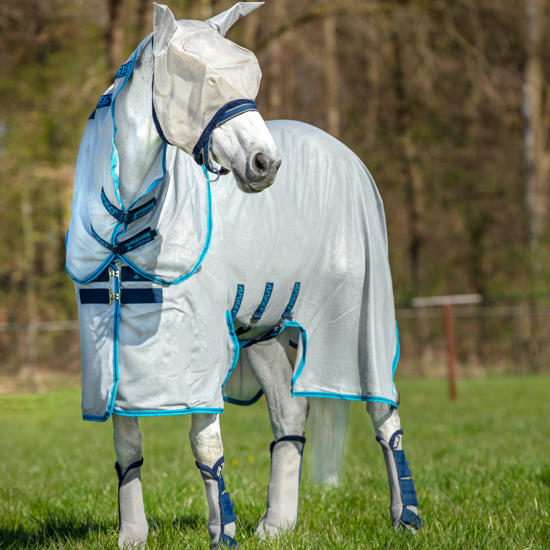 Horseware Ireland Amigo Bug Buster #colour_silver-electric-blue-navy