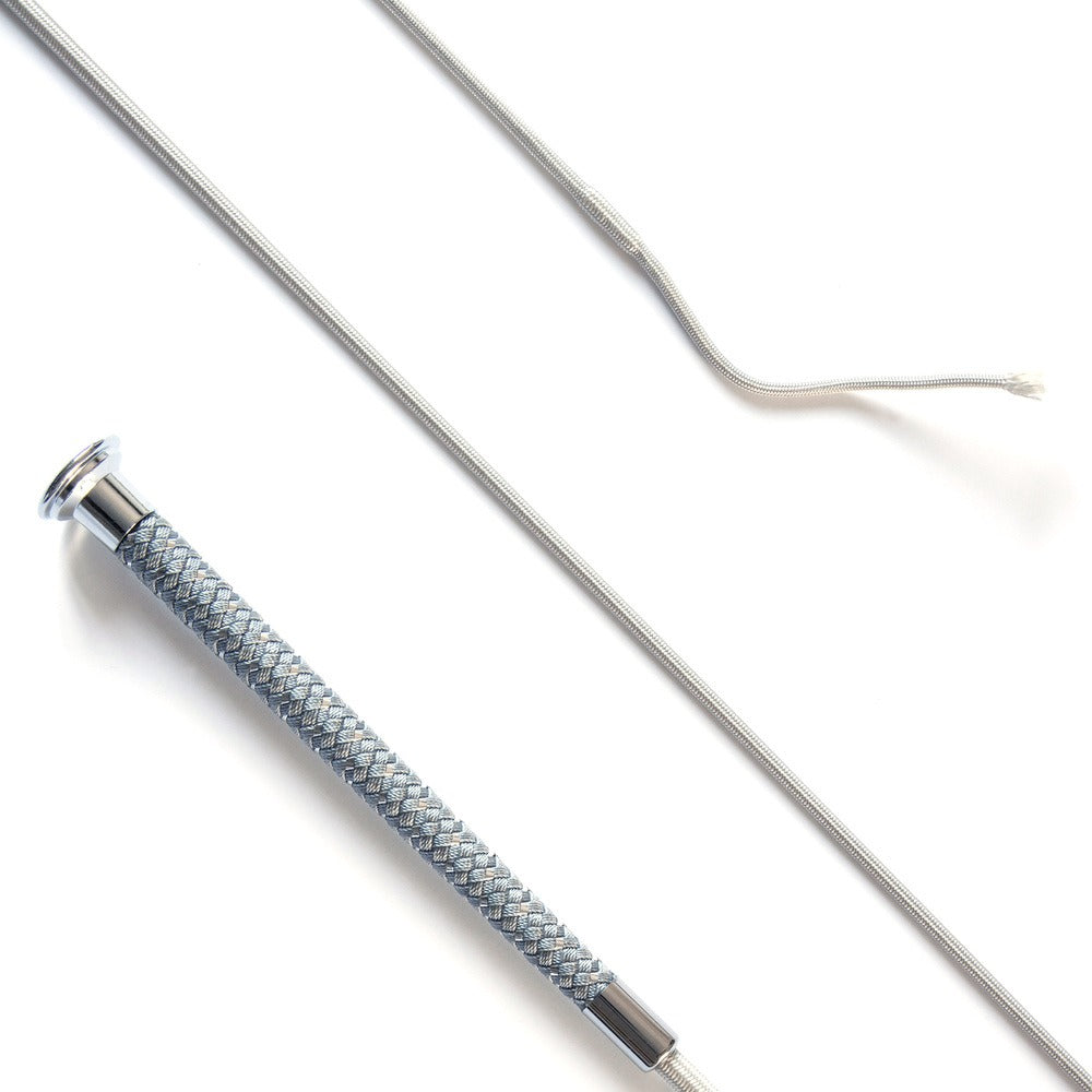 KM Elite Dressage Whip with Silver Braided Grip #colour_grey