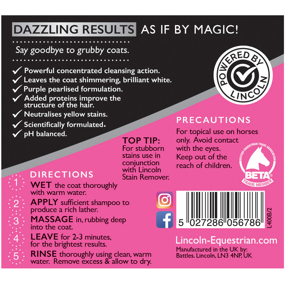 Lincoln Magic White Horse Shampoo