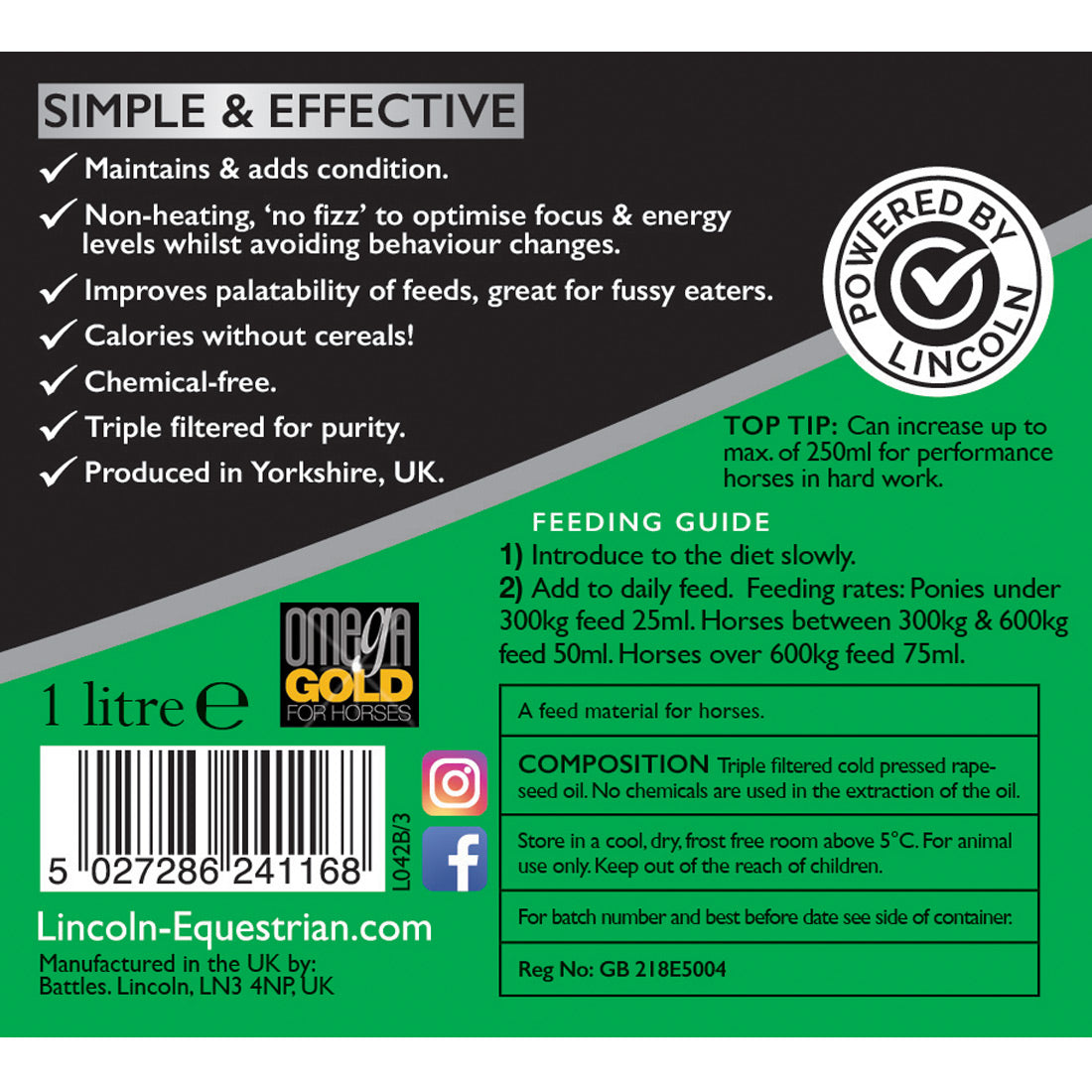 Lincoln Omega Gold Rapeseed Oil