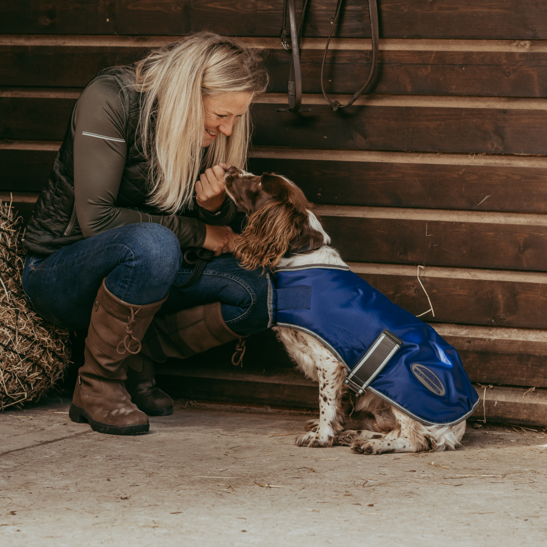 Weatherbeeta Comfitec Windbreaker Free Parka Dog Coat #colour_dark-blue-grey-white