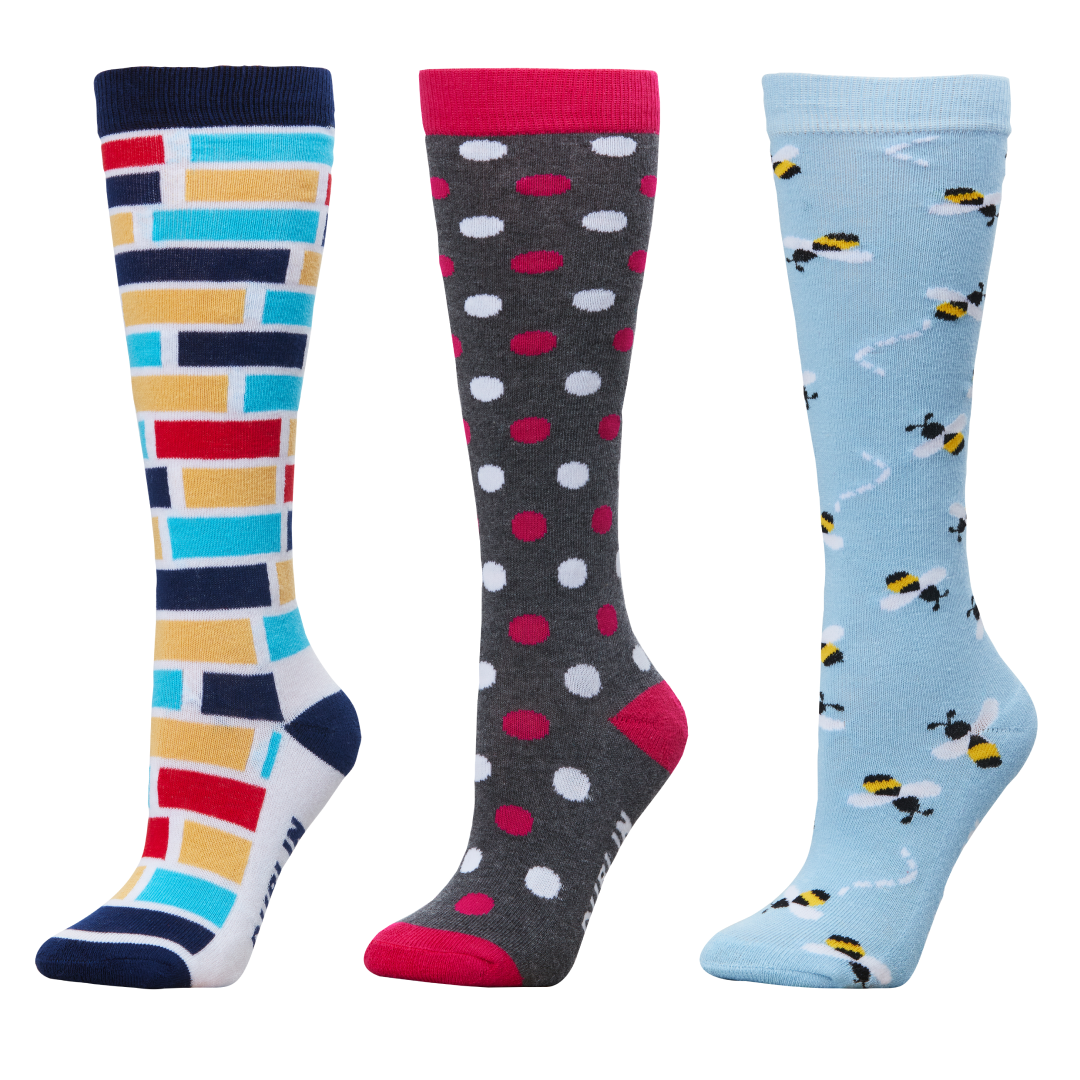 Dublin 3 Pack Socks Adults #colour_ink-navy-bricks