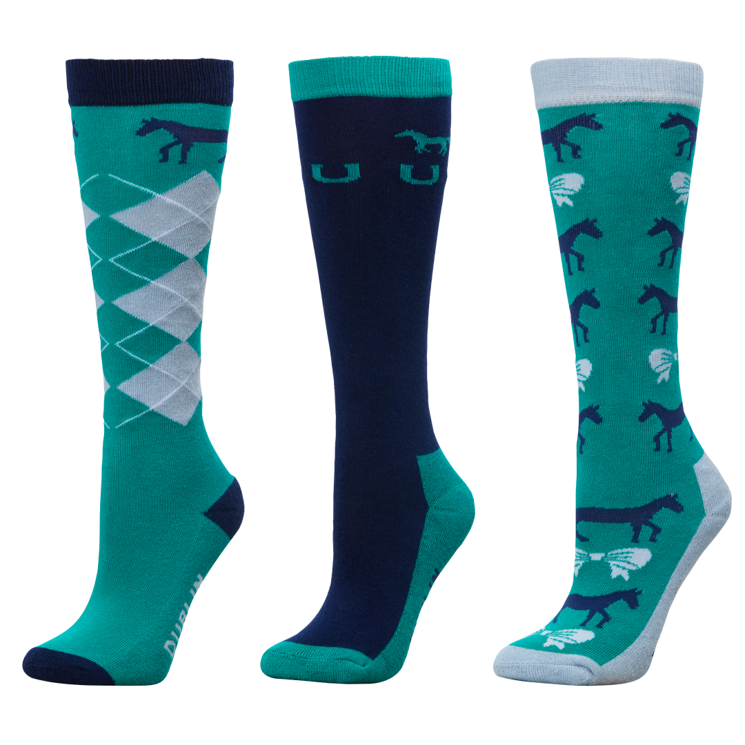 Dublin 3 Pack Socks Adults #colour_jade-argyle