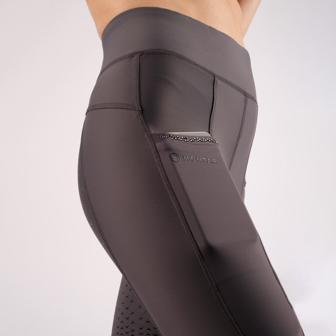 Montar Junior Crystal Full Grip Riding Tights #colour_grey