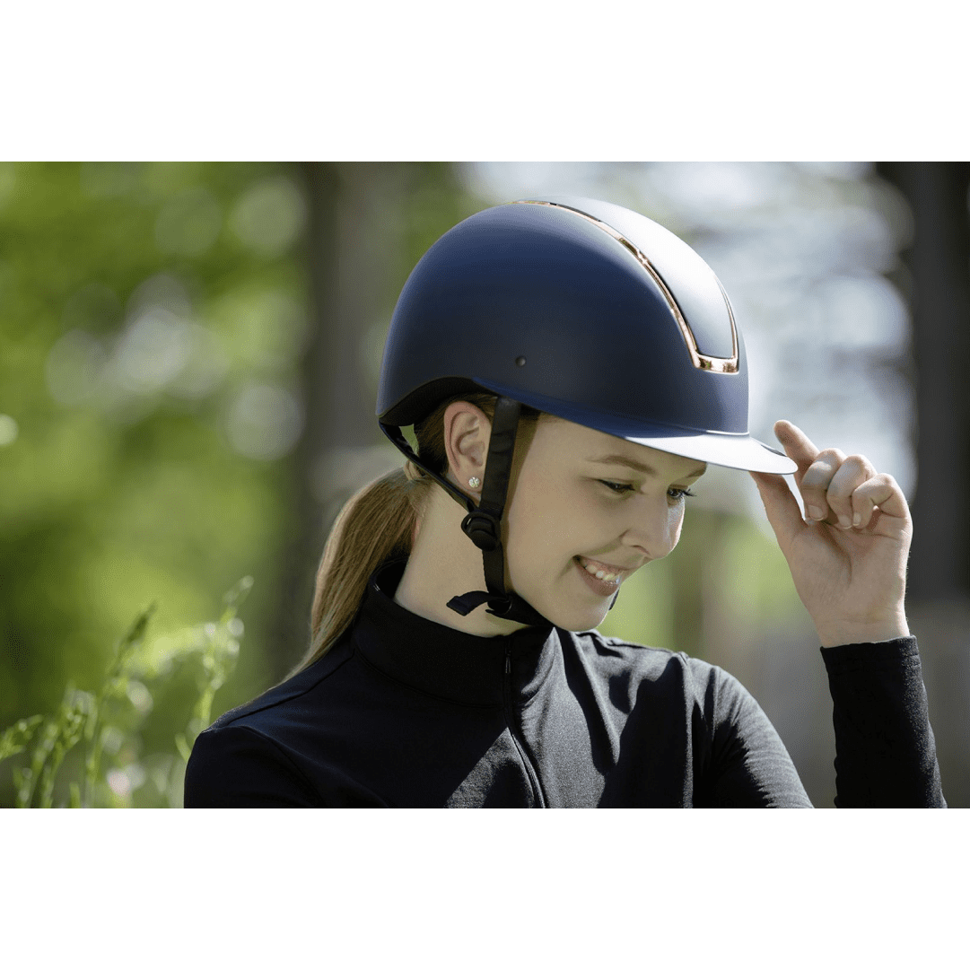 HKM Lady Shield Riding Helmet #colour_deep-blue-rose-gold