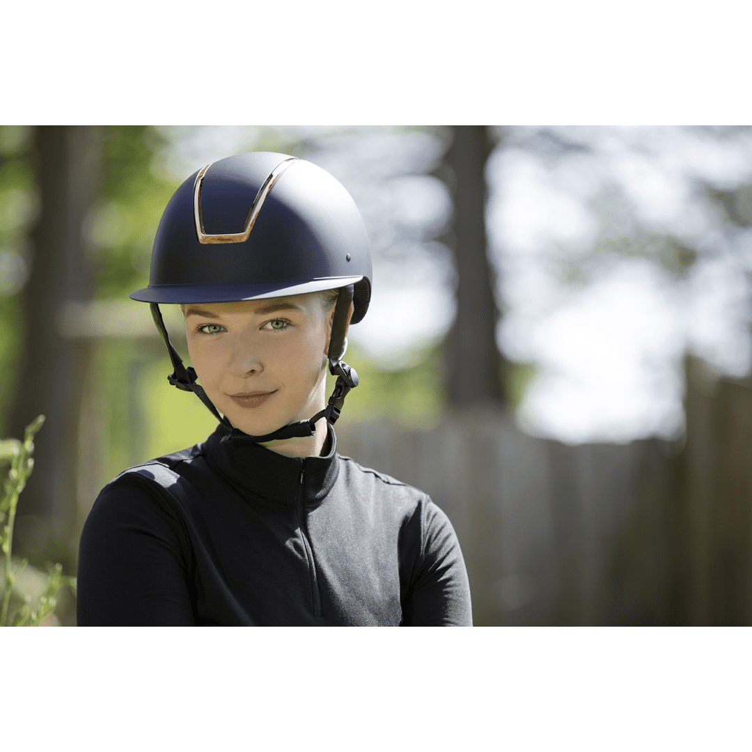 HKM Lady Shield Riding Helmet #colour_deep-blue-rose-gold