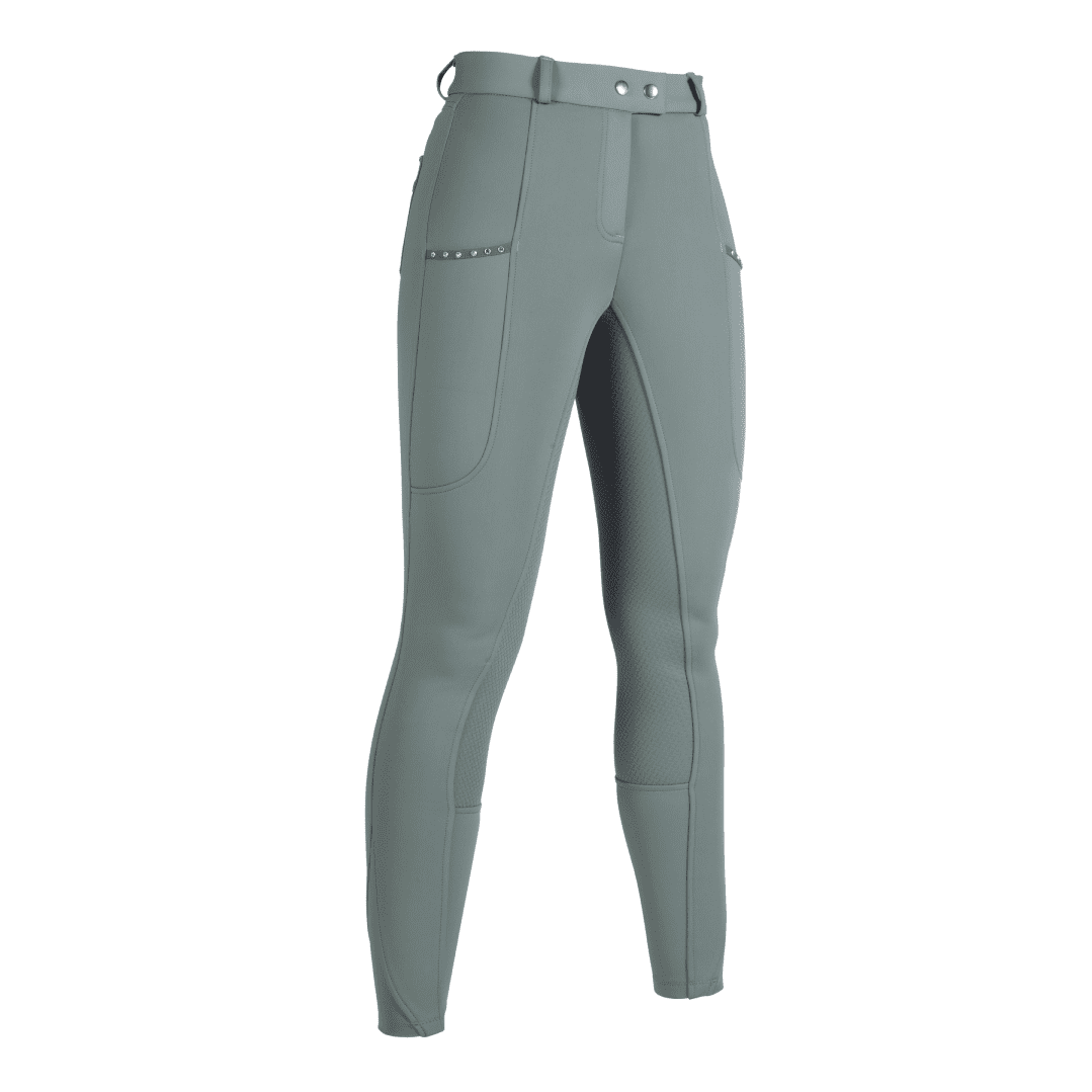 HKM Monaco Silicone Full Seat Winter Riding Breeches #colour_deep-green