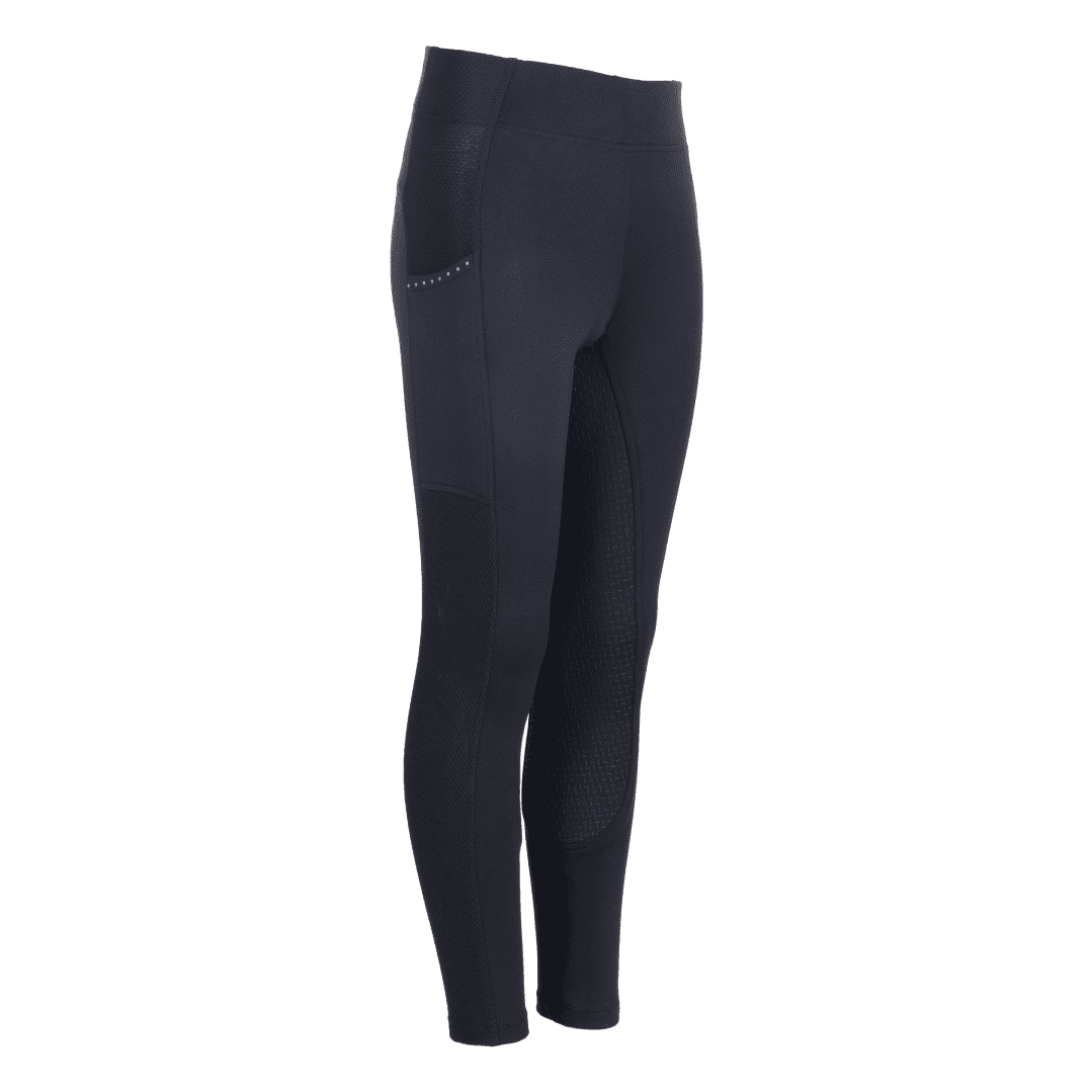 HKM Mesh Style Silicone Full Seat Riding Leggings #colour_black
